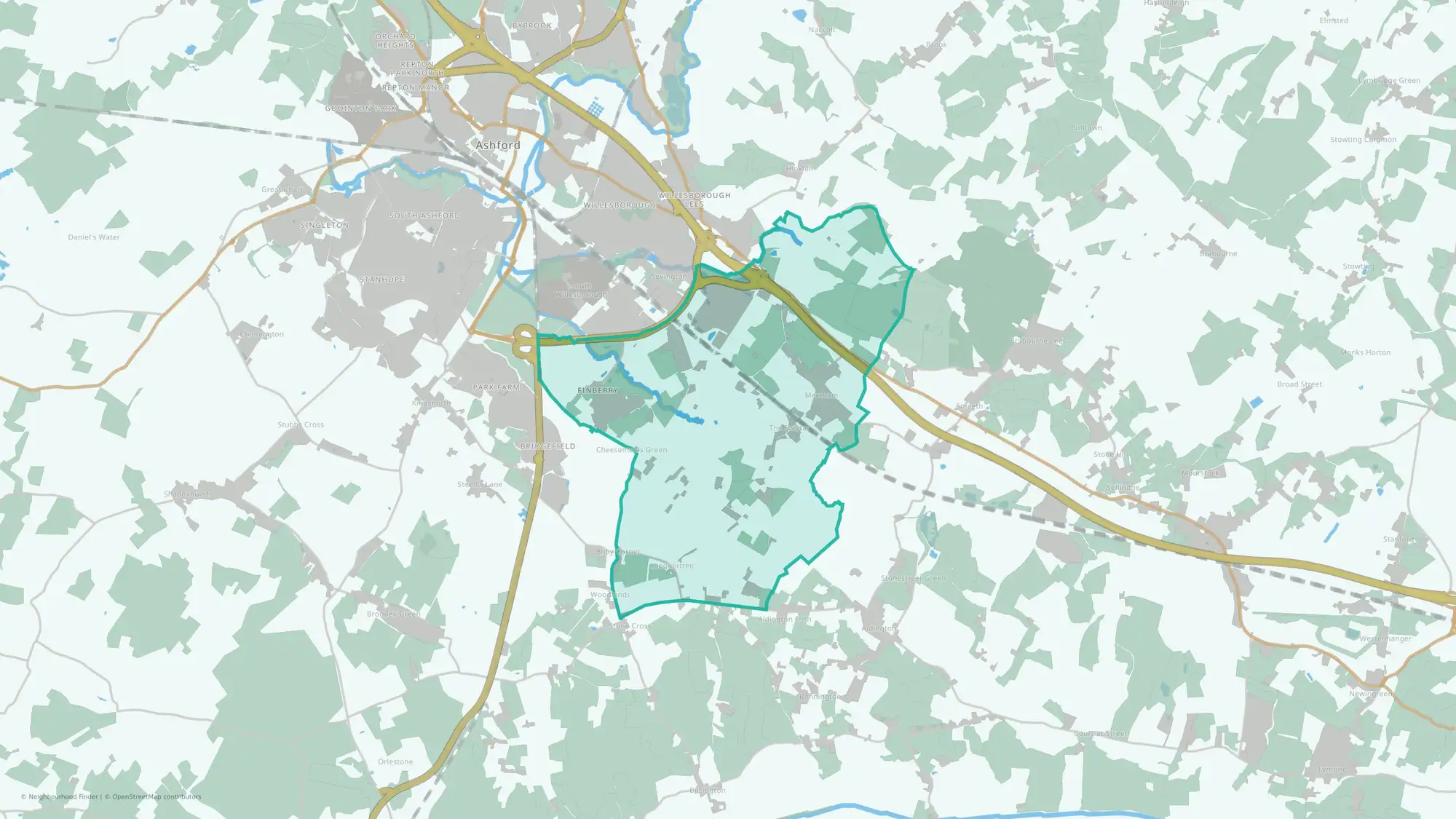 Mersham, Sevington South with Finberry